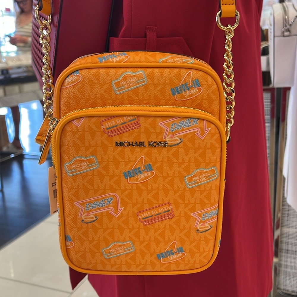 MICHAEL KORS Jet Set Md Printed Signature Logo Crossbody NS CHAIN XBODY Flight - Picture 10 of 16